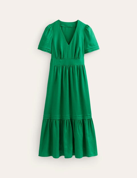 knee length dresses for ladies Rowie Mira Linen Midi Dress Noir – Aloha Eve main image 0