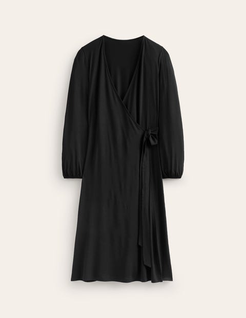 Joanna Jersey Midi Wrap Dress Black Women Boden, Black