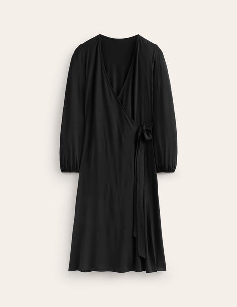 robe portefeuille midi joanna en jersey femme boden, blk