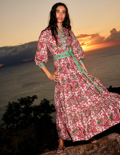 Alba Tiered Cotton Maxi Dress - Multi, Fantastical | Boden UK