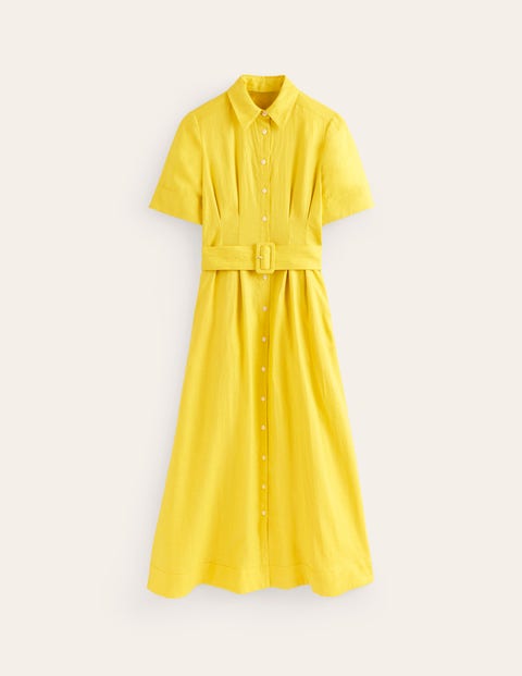Louise Linen Midi Shirt Dress Yellow Women Boden