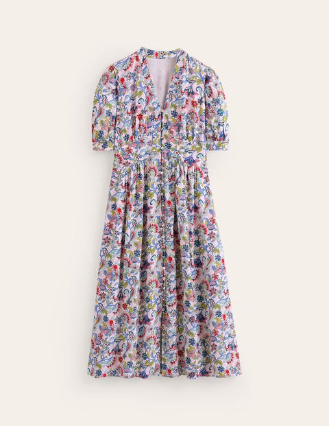 Elsa Midi Tea Dress - Marshmallow, Botanical Bunch | Boden UK
