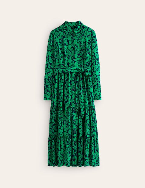 Flo Midi Shirt Dress - Meadow Green, Tulip Bloom | Boden US
