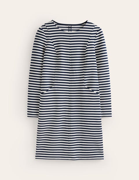 Ellen Ottoman Dress - French Navy, Ivory Stripe | Boden US