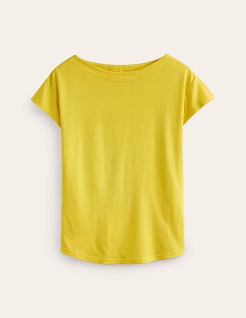 Supersoft Boat Neck T-Shirt Yellow Women Boden