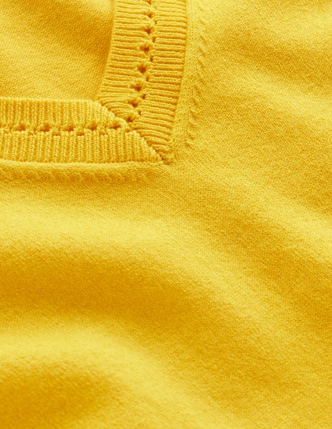 Catriona Cotton V-Neck Jumper - Passion Fruit Yellow | Boden US