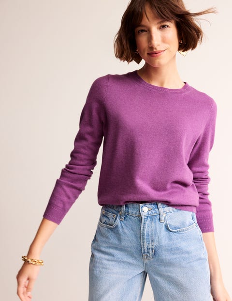 Eva Cashmere Crew Neck Jumper Purple Women Boden, Mulberry