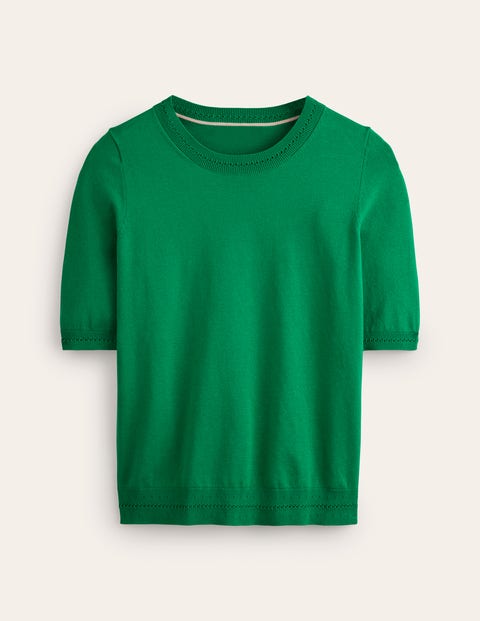 Catriona Cotton Crew T-Shirt Green Women Boden