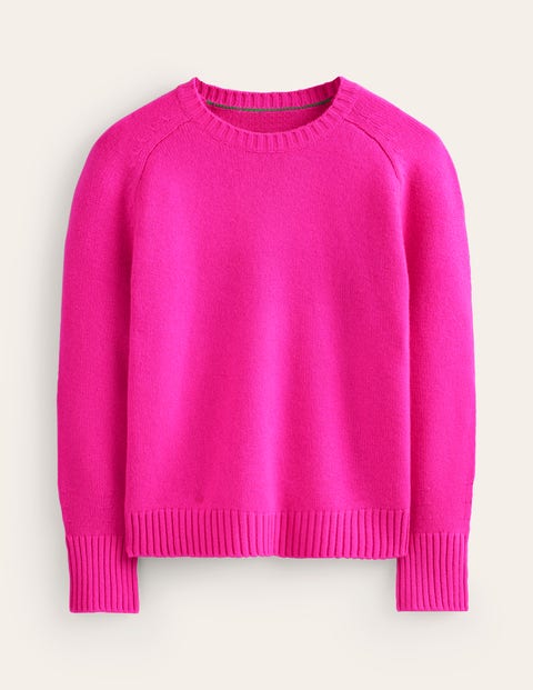 Boden Split Cuff Cashmere Jumper Pop Pansy Pink Women