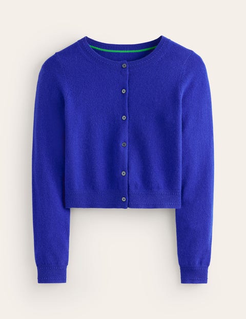 Boden Eva Cashmere Cropped Cardigan Surf The Web Blue Women