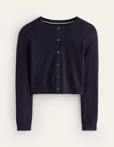 Boden Eva Cashmere Cropped Cardigan Navy Women