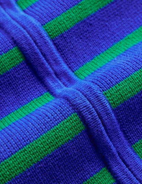 Cotton Breton Cardigan - Bright Blue, Green Stripe | Boden UK