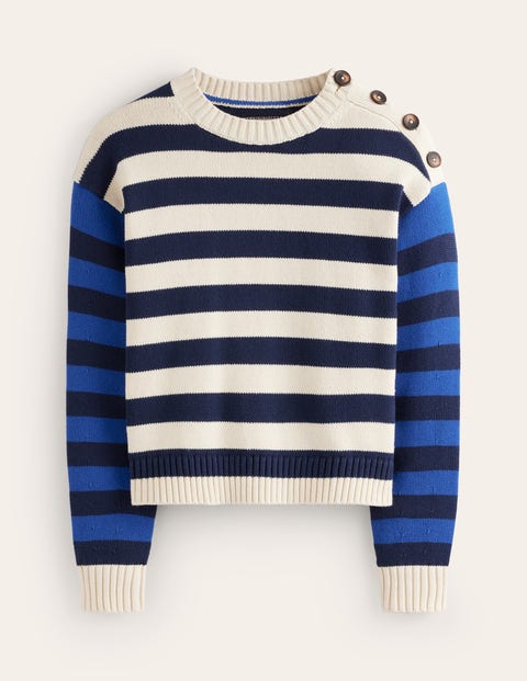 Stripe Knitted Sweater - Lilac, Warm Ivory, Red Stripe | Boden US