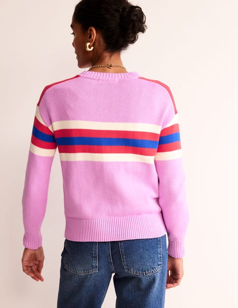Stripe Knitted Sweater - Lilac, Warm Ivory, Red Stripe | Boden US