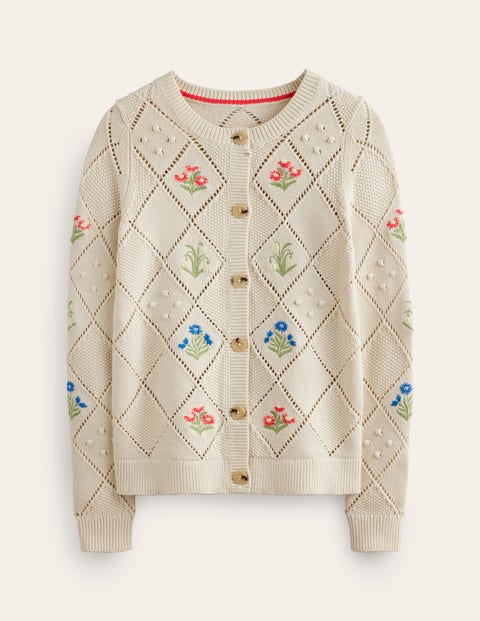 Cotton Embroidered Cardigan White Women Boden