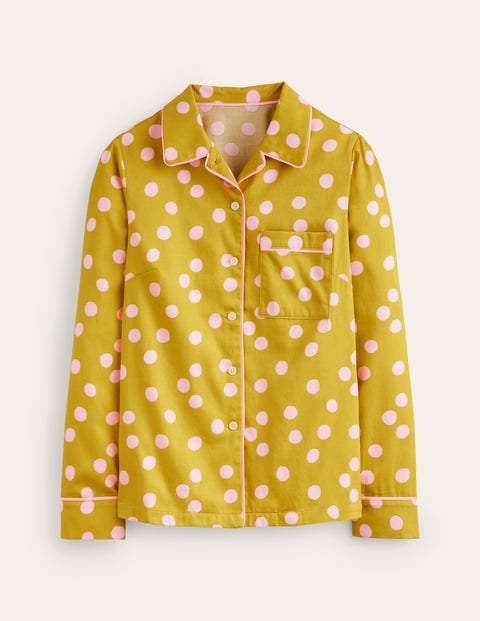 Cotton Sateen Pyjama Shirt Yellow Women Boden