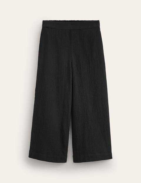 Double Cloth Cropped Trousers Black Women Boden