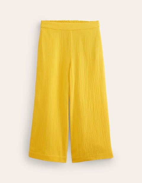 Double Cloth Cropped Trousers Yellow Women Boden