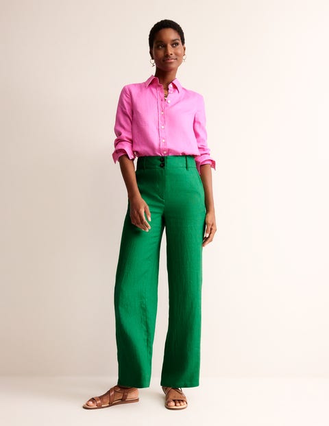 Westbourne Linen Trousers Green Tambourine Women Boden, Green Tambourine