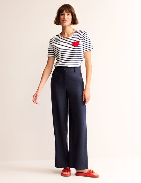 Westbourne Linen Trousers Navy Women Boden, Navy