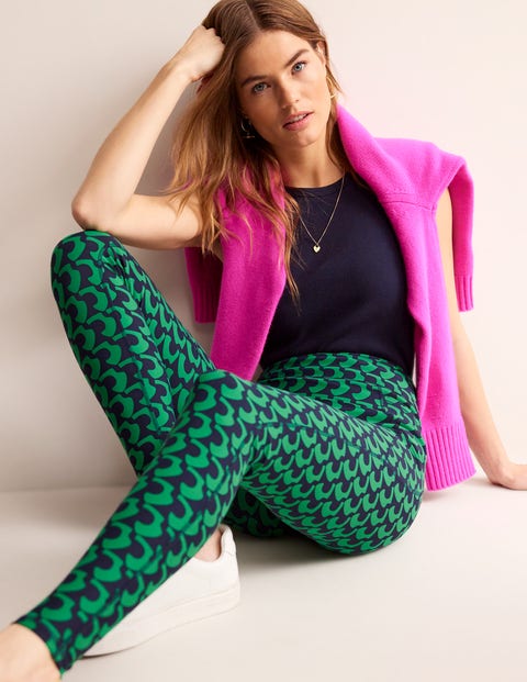 Women Leopard High Waist Fold over Fleece Leggings, Hot Pink 