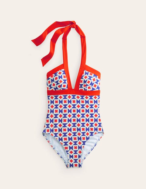 Boden Ithaca Halter Swimsuit Surf The Web, Abstract Tile Women