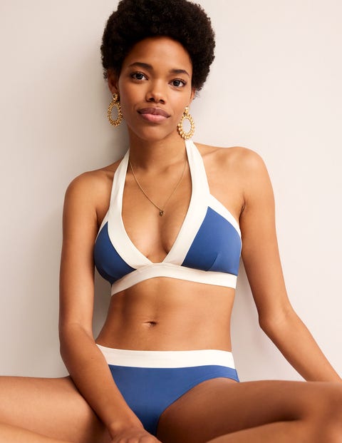 Ithaca Halter Bikini Top - Globe/ Ivory Colourblock | Boden US