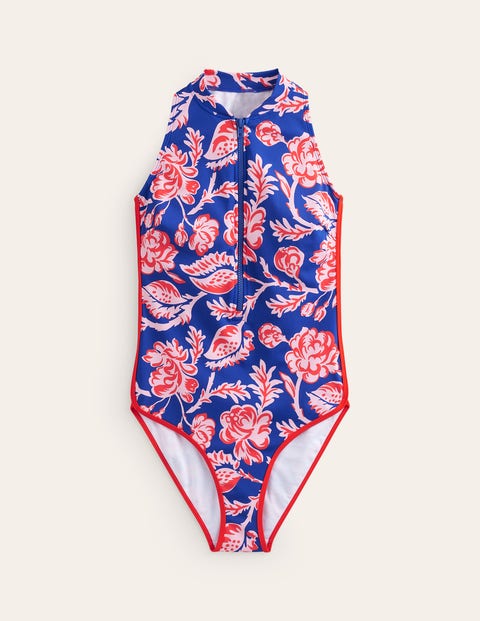 maillot de bain sportif avec passepoil femme boden, rose fard
