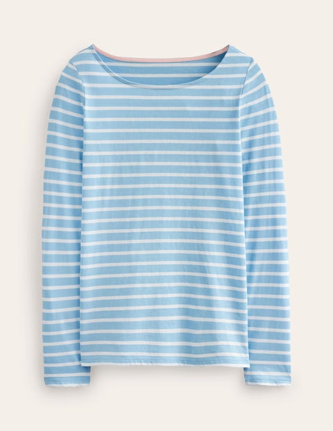 Ella Long Sleeve Breton - Air Blue, Ivory Stripe | Boden US