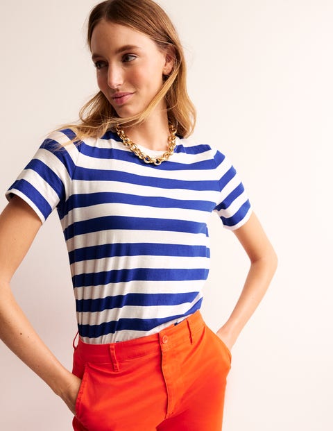 Bea Short Sleeve Breton - Blue, Ivory | Boden UK