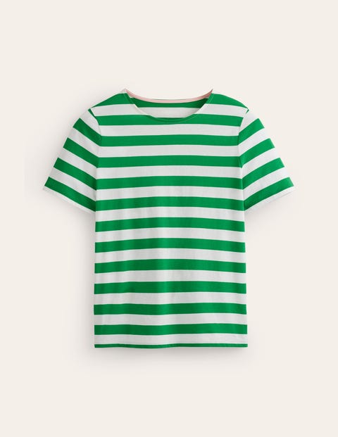 Bea Bretonshirt mit kurzen Ärmeln Damen Boden, Naturweiß, Grün Streifen