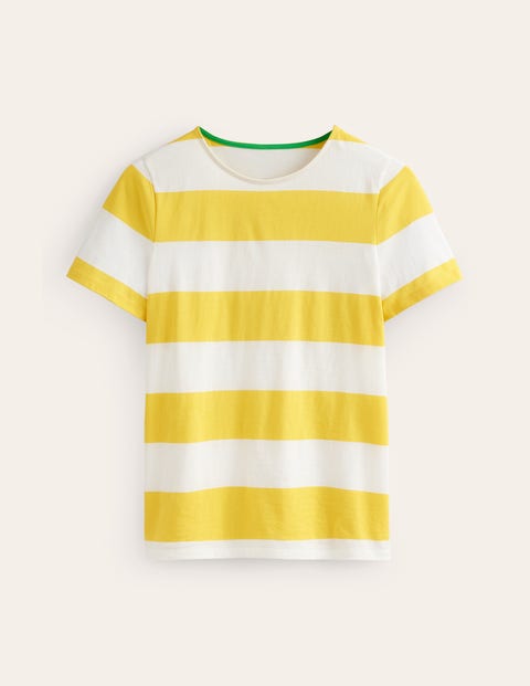 Bea Bretonshirt mit kurzen Ärmeln Damen Boden, Gelb, Naturweiß Breite Streifen