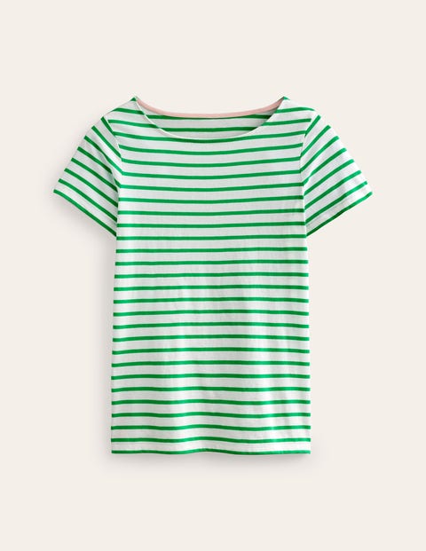 Ella Short Sleeve Breton - Ivory, Green | Boden US