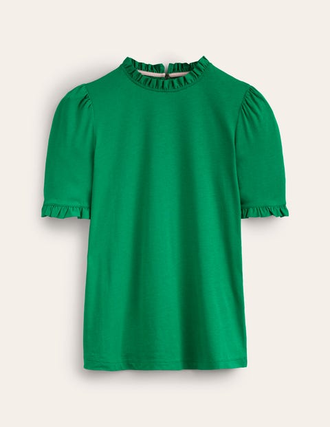 Supersoft Frill Detail T-shirt Green Women Boden