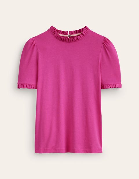 Superweiches T-Shirt mit Rüschendetail Damen Boden, Magenta