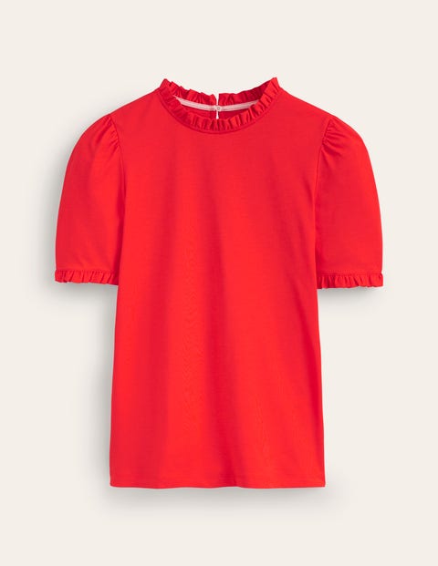 Supersoft Frill Detail T-shirt Red Women Boden