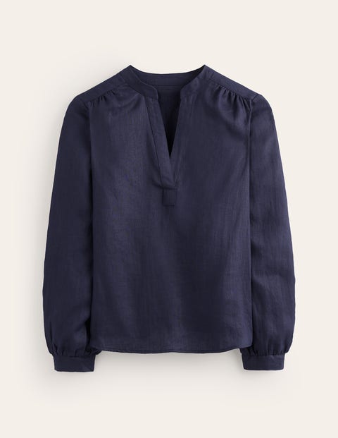 Boden Alice Linen Top Navy Women