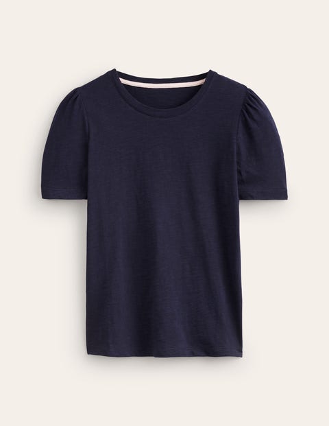 Cotton Puff Sleeve T-Shirt Blue Women Boden
