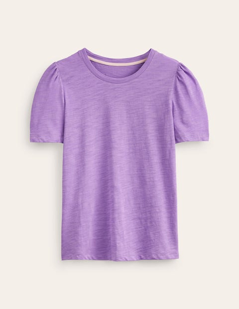 Cotton Puff Sleeve T-Shirt Purple Women Boden