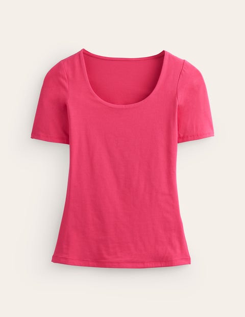 Double Layer Scoop T-shirt Pink Women Boden
