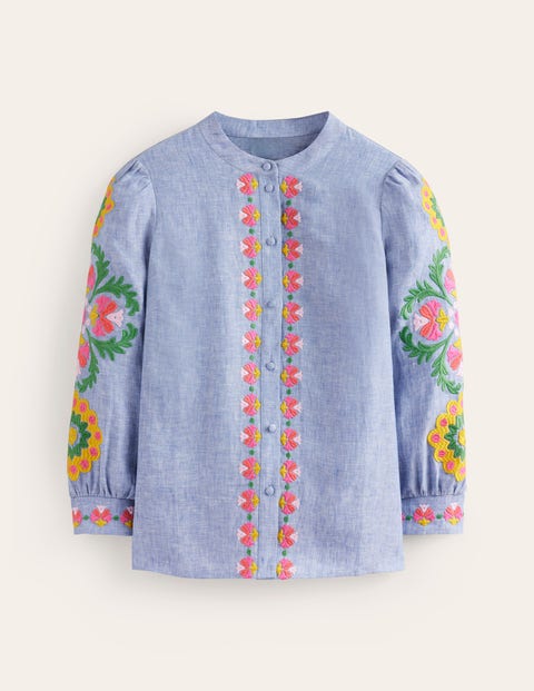 Ava Embroidered Top Blue Women Boden