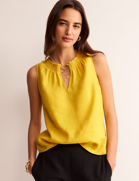 Georgia Linen Sleeveless Top Yellow Women Boden, Passion Fruit