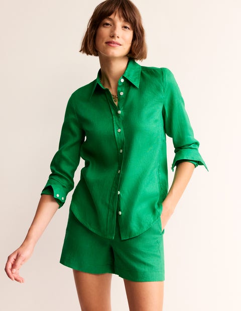 Sienna Linen Shirt Green Tambourine Women Boden, Green Tambourine