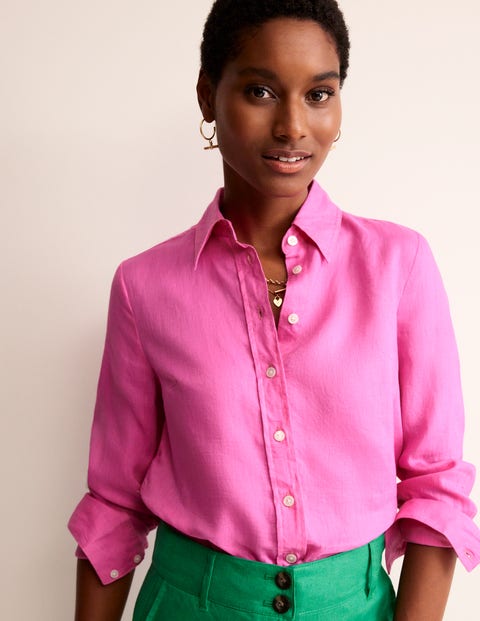 Sienna Linen Shirt Pink Women Boden, Pop Pansy