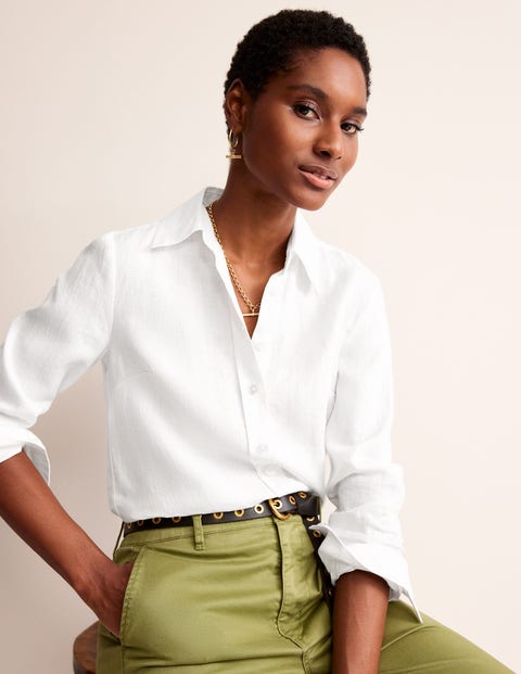 Women's White Plain Shirts & Blouses