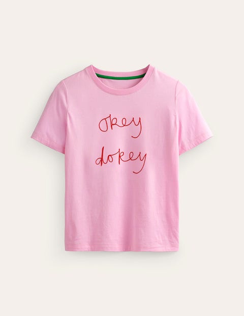 T-Shirt Daisy | White, A Boden Oops Rosa - Embroidered US