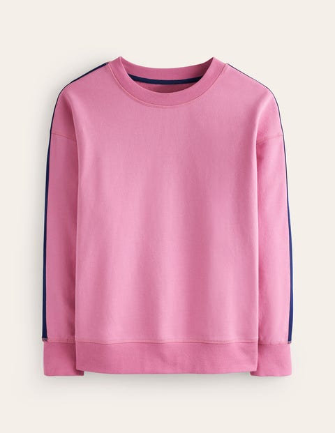 Boden Drop Shoulder Sweatshirt Pink Red Stripe Women