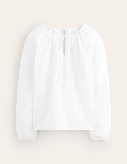 Serena Doppeltuch-Bluse Damen Boden, Weiß