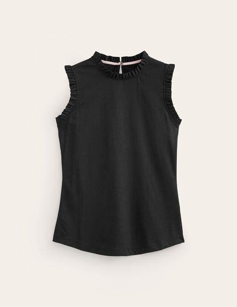 Superweiches Tanktop mit Rüschendetail Damen Boden, Schwarz