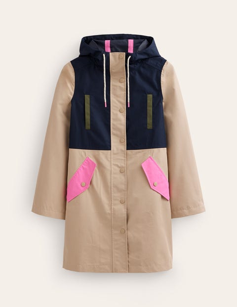 Boden Wells Waterproof Coat Neutral Colourblock Women